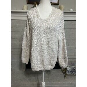 Altar'd State Cream V Neck Sweater, Textured Knit, Sz M/L